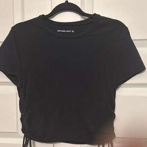 Abercrombie & Fitch Black Ruched Crop T-Shirt